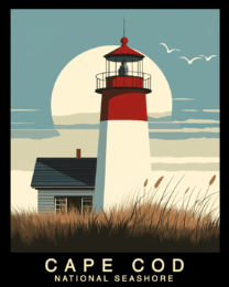 Minimalist Lighthouse - Cape Cod Souvenir Home Decor Wall Art Prints