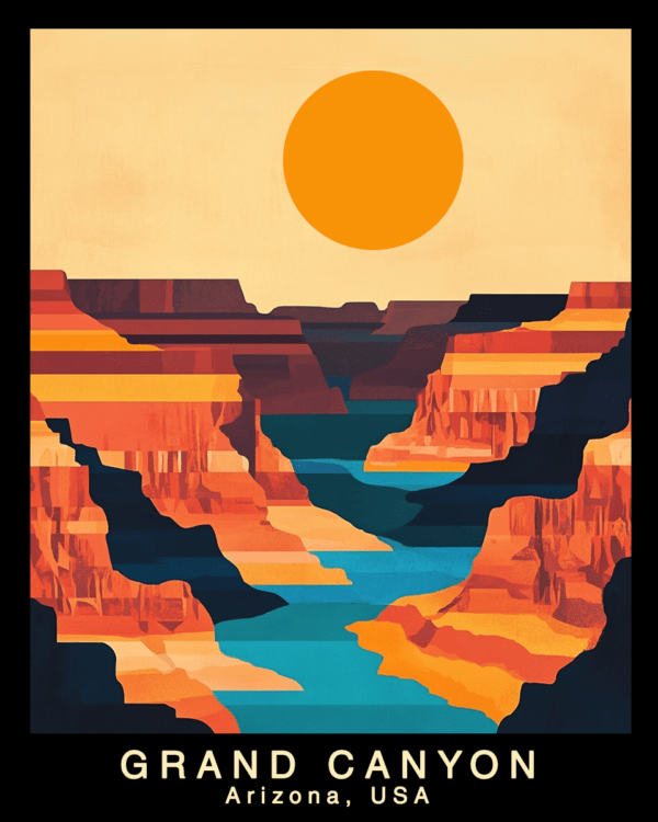 Mid-Century Modern- Grand Canyon Souvenir Home Decor Wall Art Prints