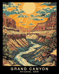 Lino-Print - Grand Canyon Souvenir Home Decor Wall Art Prints