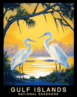 Egrets - Gulf Island Souvenir Home Decor Wall Art Prints