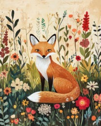 Folk Art Red Fox - Rustic Farmhouse Decor