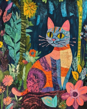 Folk Art Calico Cat