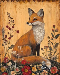 Folk Art Fine Red Fox - Rustic Farmhouse Decor