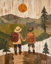 Folk Art Couple Hiking - Rustic Farmhouse Decor