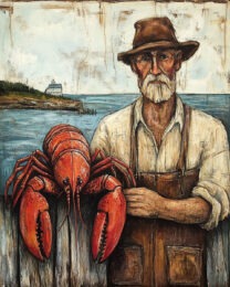 Folk Art Lobsterman - Rustic Farmhouse Decor