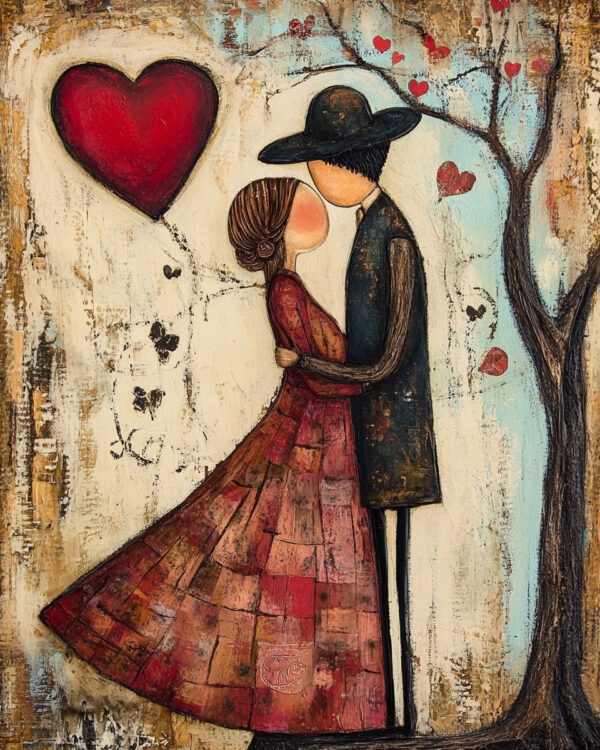 Folk Art Love in the Park - Rustic Farmhouse Decor