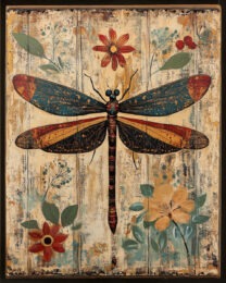 Folk Art Beautiful Dragonfly - Rustic Farmhouse Decor