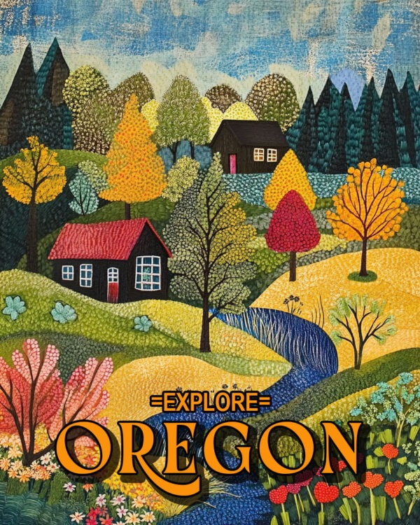 Folk Art Countryside - Oregon Souvenir Art Print Collection