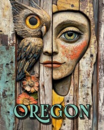 Owl and Face - Oregon Souvenir Art Print Collection