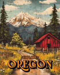 Red Barn - Oregon Souvenir Art Print Collection