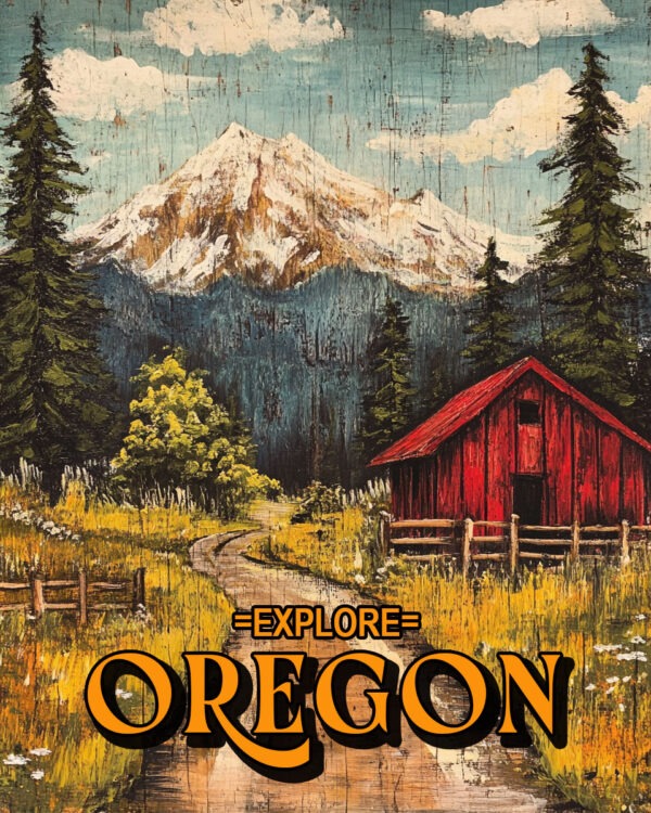 Red Barn - Oregon Souvenir Art Print Collection