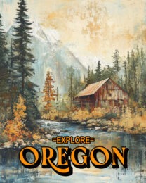 Mountain Cabin - Oregon Souvenir Art Print Collection