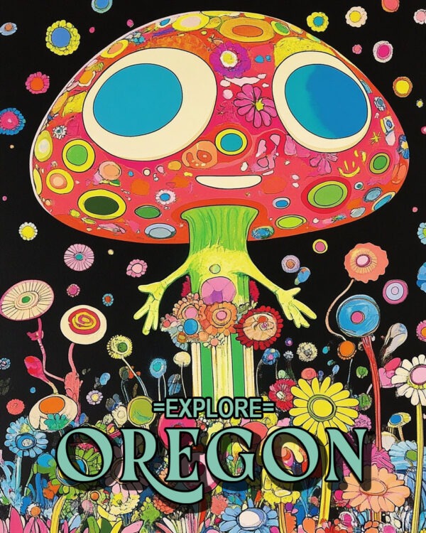 Happy Mushroom - Oregon Souvenir Art Print Collection