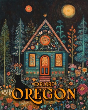 Cottage at Night - Oregon Souvenir Art Print Collection