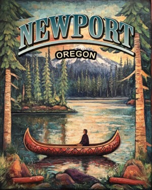 Folk Art Canoe - Oregon Souvenir Art Print Collection