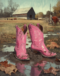 Pair of Muddy Pink Cowgirl Boots 8x10 Art Print