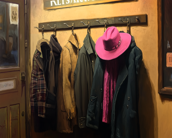 Pink Cowboy Hat on a Coat Rack 8x10 Art Print