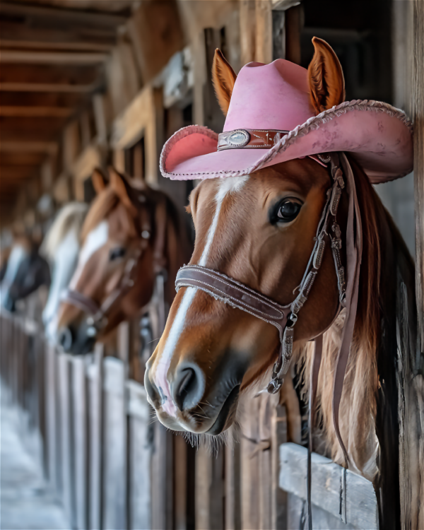 Horse with a Pink Hat #1 - Wall Art Print