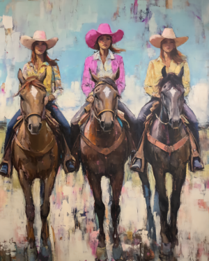 Three Cowgirls #1 - Wall Art Print - Mowbi Cowgirl Collection