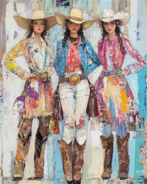 Three Cowgirls #2 - Wall Art Print - Mowbi Cowgirl Collection