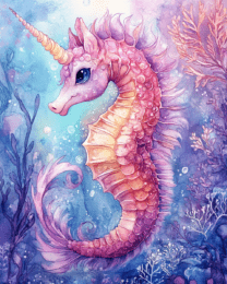 Pink Unicorn Seahorse - Wall Art Print - Mowbi Ocean Theme