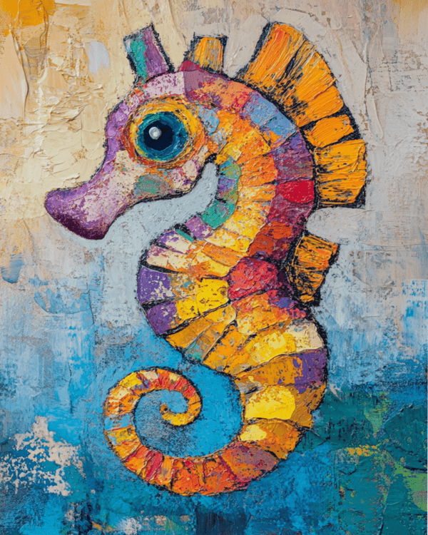 Impressionist Seahorse - Wall Art Print - Mowbi Ocean Theme