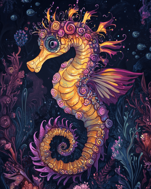 Purplish Seahorse - Wall Art Print - Mowbi Ocean Theme