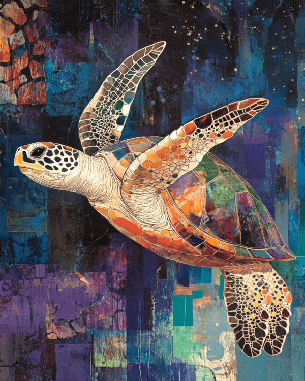 Deep Blue Sea Turtle - Wall Art Print - Mowbi Ocean Theme