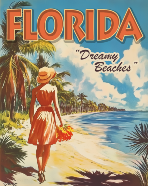 Vintage Florida Beaches Poster 8x10 Art Print for 11x14 Frame copy