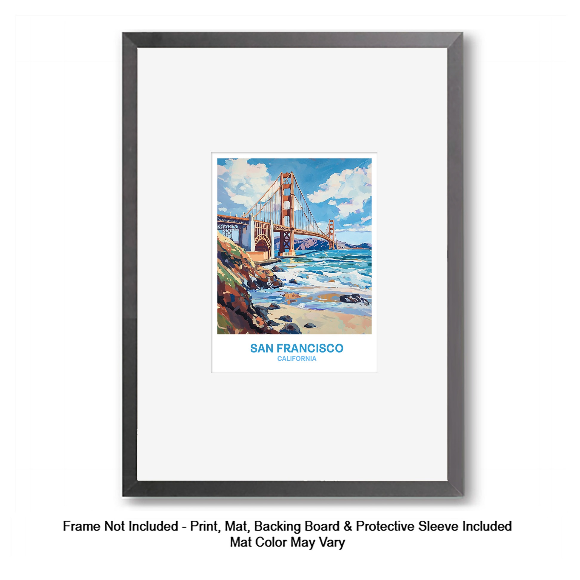 California Beach Vibes Watercolor 8"x8" Art Print for 12"x12" Frame - Image 6