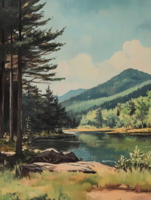 Vintage Majestic Adirondack Mountain View 8_x10_ Art Print