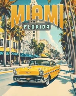 Vintage Miami Florida Poster 8x10 Art Print for 11x14 Frame