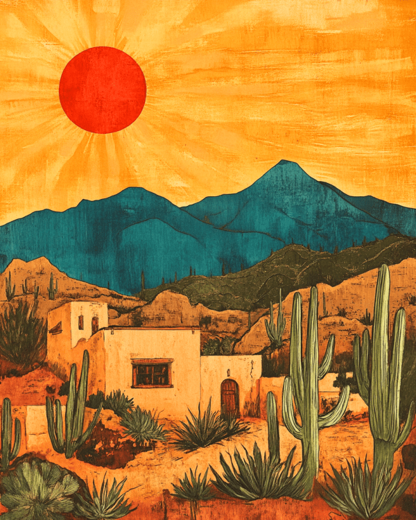 Vintage Arizona Sunrise - Western and Southwestern Home Decor Wall Art Prints