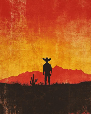 Vintage Vaquero Sunset - Western and Southwestern Home Decor Wall Art Prints