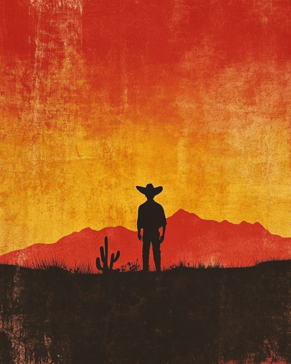 Vintage Vaquero Sunset - Western and Southwestern Home Decor Wall Art Prints