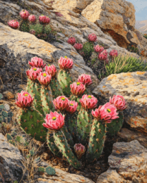 Strawberry Pitaya Cactus Blooming - Western and Southwestern Home Decor Wall Art Prints