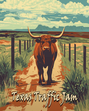 Texas Traffic Jam - Western and Southwestern Home Decor Wall Art Prints