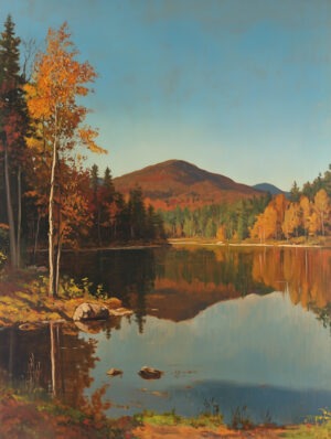 Vintage Serene Adirondack Fall Mountain View 8_x10_ Art Print