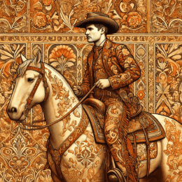 Art Nouveau Cowboy on Horse - Wall Art Print