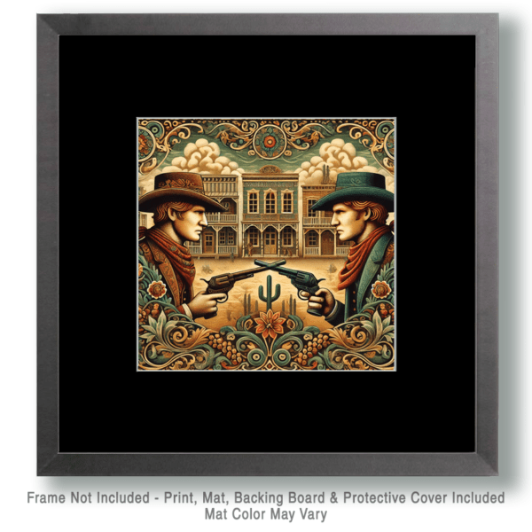 Art Nouveau Old West Gunfight - Wall Art Print