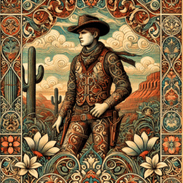 Art Nouveau Arizona Cowboy - Wall Art Print