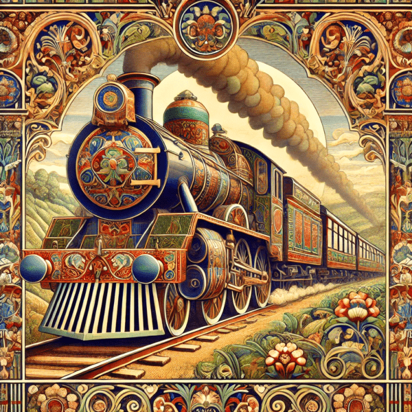 Art Nouveau Santa Fe Super Chief Train - Wall Art Print