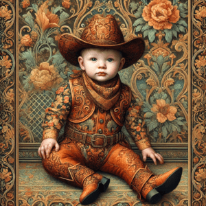 Art Nouveau Born to Ride - Baby Cowboy - Wall Art Print