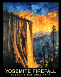 Impressionist Firefall - Yosemite Horsetail Fall Souvenir Home Decor Wall Art Prints