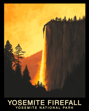 Horsetail Falls Firefall - Yosemite Souvenir Home Decor Wall Art Prints