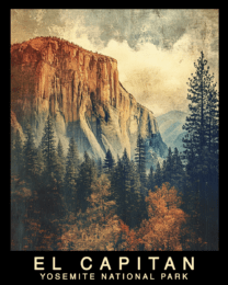 Vintage Poster - Yosemite El Capitan Souvenir Home Decor Wall Art Prints