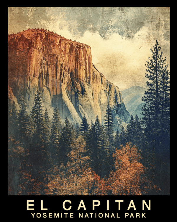 Vintage Poster - Yosemite El Capitan Souvenir Home Decor Wall Art Prints