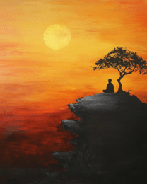 Meditating at Sunset - Zen Art for Meditation Home Decor Wall Art Prints