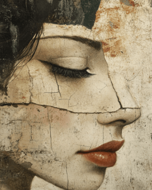 Vintage Style Wabi-Sabi Face - Zen Art for Meditation Home Decor Wall Art Prints