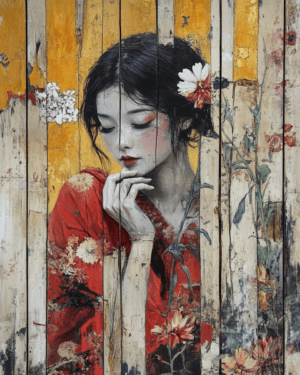 Vintage Style Young Geisha - Zen Art for Meditation Home Decor Wall Art Prints